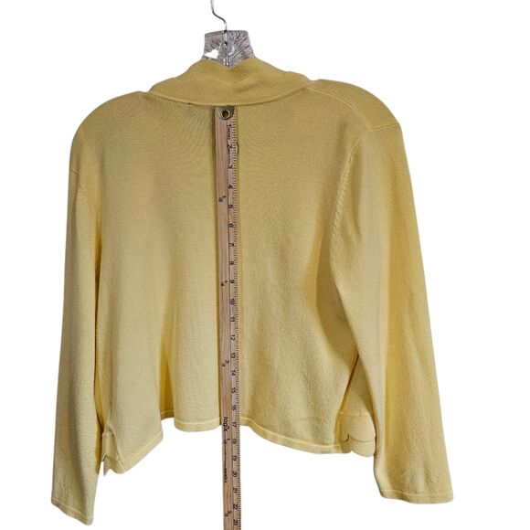 Cable & Gauge Sz Large Yellow Cardigan/Sweater Unique Double Scallop Design - Picture 4 of 13